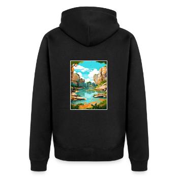 Parc d’État de Mckinney Falls, Texas Affiche de voyage - Veste à capuche bio Premium Unisexe - noir - Dos - Nico (187cm)