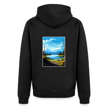 Lake Clark Nationalpark Alaska Reiseposter - Unisex Premium Bio Zip Hoodie - Schwarz - Hinten - Nico (187cm)