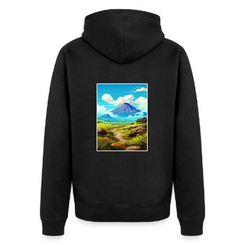 Affiche de voyage du parc national des volcans d’Hawaï - Veste à capuche bio Premium Unisexe - noir - Dos - Nico (187cm)