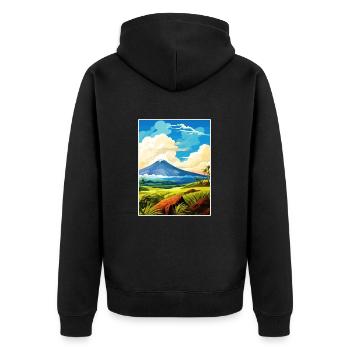 Hawai Vulkane Nationalpark Reiseposter - Unisex Premium Bio Zip Hoodie - Schwarz - Hinten - Nico (187cm)