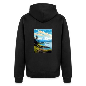 Kachemak Bay Alaska Vintage Reiseposter Souvenir - Unisex Premium Bio Zip Hoodie - Schwarz - Hinten - Nico (187cm)