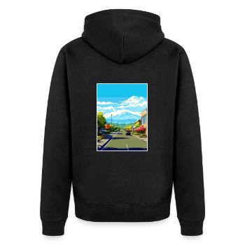 San Jose Kalifornien Vintage Reiseposter Souvenir - Unisex Premium Bio Zip Hoodie - Schwarz - Hinten - Nico (187cm)