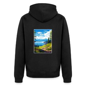 Kachemak Bay Alaska Vintage Reiseposter Souvenir - Unisex Premium Bio Zip Hoodie - Schwarz - Hinten - Nico (187cm)