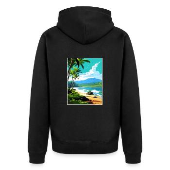 Waianapanapa Hawaï Vintage voyage affiche Souvenir - Veste à capuche bio Premium Unisexe - noir - Dos - Nico (187cm)