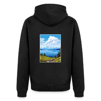 Kachemak Bay Alaska Vintage Reiseposter Souvenir - Unisex Premium Bio Zip Hoodie - Schwarz - Hinten - Nico (187cm)