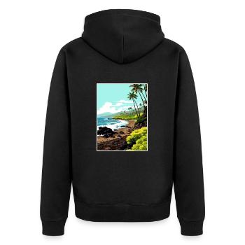 Waianapanapa Hawaï Vintage voyage affiche Souvenir - Veste à capuche bio Premium Unisexe - noir - Dos - Nico (187cm)