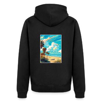 Cocoa Beach Florida Vintage Reiseposter Souvenir - Unisex Premium Bio Zip Hoodie - Schwarz - Hinten - Nico (187cm)
