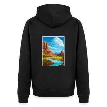 San Juan River Utah Vintage voyage affiche Souvenir - Veste à capuche bio Premium Unisexe - noir - Dos - Nico (187cm)