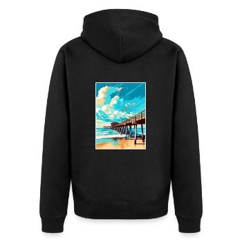 Cocoa Beach Florida Vintage Reiseposter Souvenir - Unisex Premium Bio Zip Hoodie - Schwarz - Hinten - Nico (187cm)