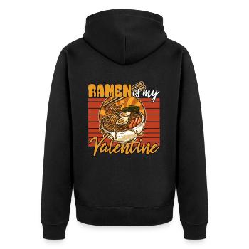 ramen is my valentine - Unisex Premium Bio Zip Hoodie - Schwarz - Hinten - Nico (187cm)