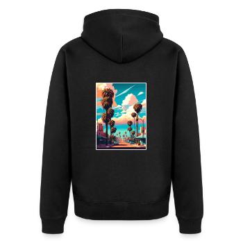 Santa Ana Kalifornien Vintage Reiseposter WPA Kunst - Unisex Premium Bio Zip Hoodie - Schwarz - Hinten - Nico (187cm)