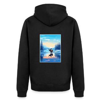 Alaska Vereinigte Staaten Vintage Reiseposter WPA Kunst - Unisex Premium Bio Zip Hoodie - Schwarz - Hinten - Nico (187cm)