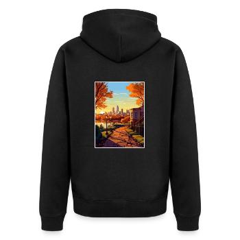 Boston Massachusetts Vintage Reiseposter WPA Kunst - Unisex Premium Bio Zip Hoodie - Schwarz - Hinten - Nico (187cm)