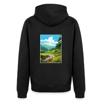 Waimea Valley Hawaï Vintage voyage affiche WPA Art - Veste à capuche bio Premium Unisexe - noir - Dos - Nico (187cm)