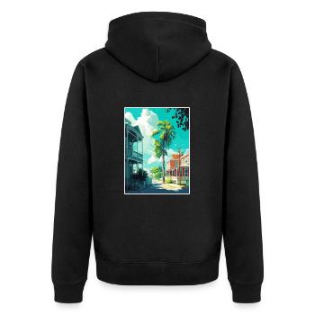 Key West Florida Vintage Reiseposter Souvenir - Unisex Premium Bio Zip Hoodie - Schwarz - Hinten - Nico (187cm)