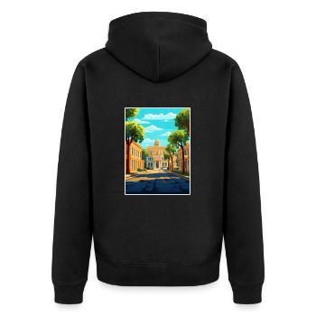 Savannah Georgia Vintage Reiseposter Souvenir - Unisex Premium Bio Zip Hoodie - Schwarz - Hinten - Nico (187cm)