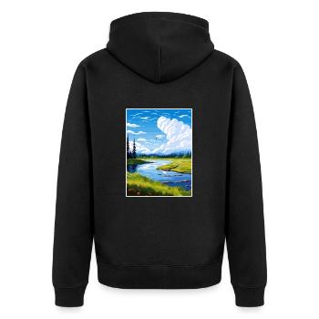 Chena Lake Alaska Vintage Reiseposter Souvenir - Unisex Premium Bio Zip Hoodie - Schwarz - Hinten - Nico (187cm)