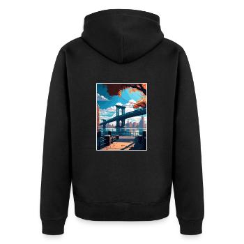 Brooklyn New York Vintage Travel Poster Souvenir - Unisex Premium Organic Zip Hoodie - black - Back - Nico (187cm)