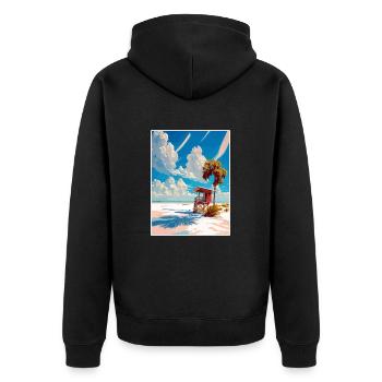 Siesta Key Florida Vintage Travel Poster Souvenir - Unisex Premium Organic Zip Hoodie - black - Back - Nico (187cm)