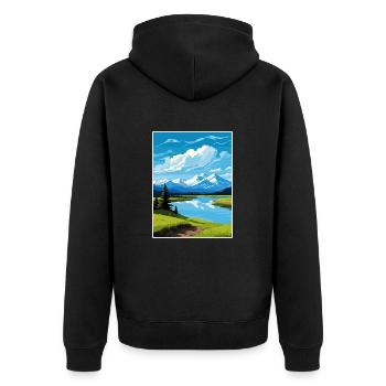 Twin Lakes Alaska Vintage Reiseposter Souvenir - Unisex Premium Bio Zip Hoodie - Schwarz - Hinten - Nico (187cm)