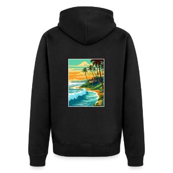 North Shore Hawaii Vintage Travel Poster Souvenir - Unisex Premium Organic Zip Hoodie - black - Back - Nico (187cm)