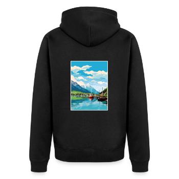 Seward Alaska Vintage Reiseposter WPA Souvenir - Unisex Premium Bio Zip Hoodie - Schwarz - Hinten - Nico (187cm)