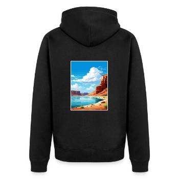 Lac Powell, Utah, Affiche de voyage vintage, souvenir - Veste à capuche bio Premium Unisexe - noir - Dos - Nico (187cm)