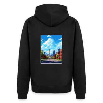 Calgary, Canada, Affiche de voyage vintage, WPA, Souvenir - Veste à capuche bio Premium Unisexe - noir - Dos - Nico (187cm)