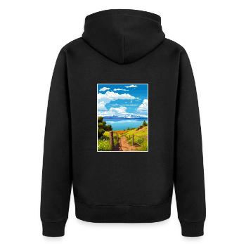 Bear Lake Utah Vintage voyage affiche WPA Souvenir - Veste à capuche bio Premium Unisexe - noir - Dos - Nico (187cm)