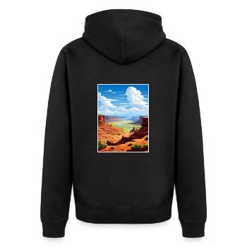 Green River Utah Vintage voyage affiche Souvenir - Veste à capuche bio Premium Unisexe - noir - Dos - Nico (187cm)