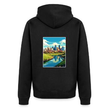 Denver Colorado Vintage voyage affiche WPA Souvenir - Veste à capuche bio Premium Unisexe - noir - Dos - Nico (187cm)
