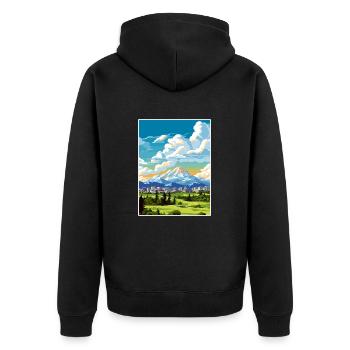 Anchorage Alaska Vintage Travel Poster Souvenir - Unisex Premium Organic Zip Hoodie - black - Back - Nico (187cm)