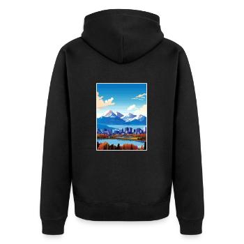 Anchorage Alaska Vintage Travel Poster Souvenir - Unisex Premium Organic Zip Hoodie - black - Back - Nico (187cm)