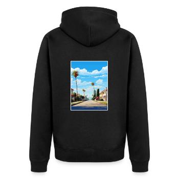 Ventura Californie Vintage voyage affiche Souvenir - Veste à capuche bio Premium Unisexe - noir - Dos - Nico (187cm)