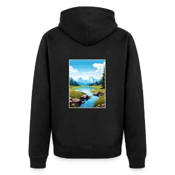 Hidden Lake Alaska Vintage Travel Poster Souvenir - Unisex Premium Organic Zip Hoodie - black - Back - Nico (187cm)
