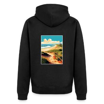 Padre Island Texas Vintage Travel Poster Souvenir - Unisex Premium Organic Zip Hoodie - black - Back - Nico (187cm)