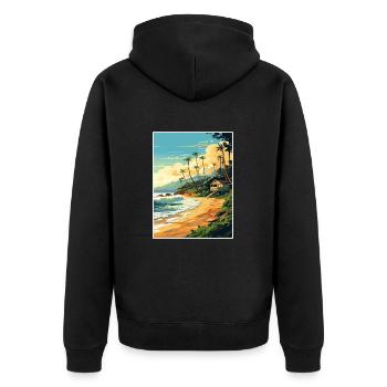 North Shore Hawaii Vintage Travel Poster Souvenir - Unisex Premium Organic Zip Hoodie - black - Back - Nico (187cm)