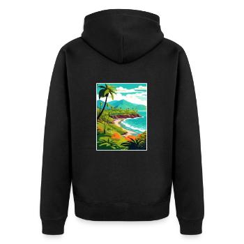 Kailua Kona Hawaii Vintage Travel Poster Souvenir - Unisex Premium Organic Zip Hoodie - black - Back - Nico (187cm)