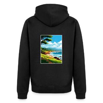 Kaena Point Hawaï Vintage voyage affiche Souvenir - Veste à capuche bio Premium Unisexe - noir - Dos - Nico (187cm)