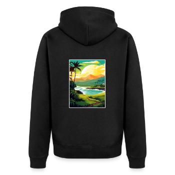 Kailua Kona Hawaii Vintage Travel Poster Souvenir - Unisex Premium Organic Zip Hoodie - black - Back - Nico (187cm)