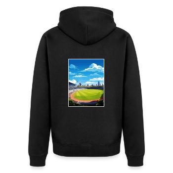 Melbourne Cricket Ground Vintage voyage affiche WPA - Veste à capuche bio Premium Unisexe - noir - Dos - Nico (187cm)