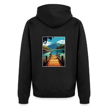 Nelson Lakes New Zealand Vintage Travel Poster WPA - Unisex Premium Organic Zip Hoodie - black - Back - Nico (187cm)