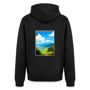 Whangarei Neuseeland Vintage Reiseposter WPA - Unisex Premium Bio Zip Hoodie - Schwarz - Hinten - Nico (187cm)