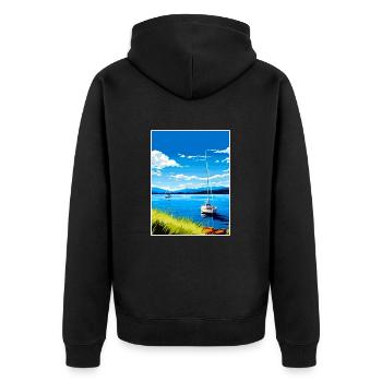 Lake Taupo Neuseeland Vintage Reiseposter WPA - Unisex Premium Bio Zip Hoodie - Schwarz - Hinten - Nico (187cm)