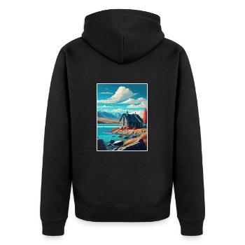 Lake Tekapo Neuseeland Vintage Reiseposter WPA - Unisex Premium Bio Zip Hoodie - Schwarz - Hinten - Nico (187cm)