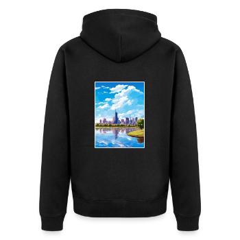 Melbourne Australie déco Vintage voyage affiche WPA - Veste à capuche bio Premium Unisexe - noir - Dos - Nico (187cm)