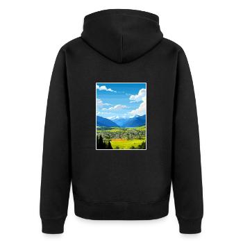 Hamner Springs Neuseeland Vintage Reiseposter - Unisex Premium Bio Zip Hoodie - Schwarz - Hinten - Nico (187cm)