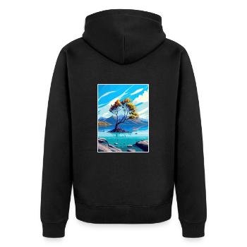 Lake Wanaka Neuseeland Vintage Reiseposter WPA - Unisex Premium Bio Zip Hoodie - Schwarz - Hinten - Nico (187cm)