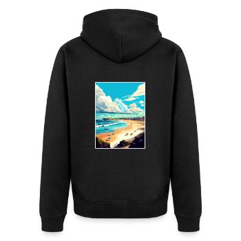 Newcastle Beach Australia Vintage Travel Poster - Unisex Premium Organic Zip Hoodie - black - Back - Nico (187cm)