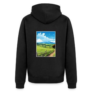 Havelock Nord-Neuseeland Vintage-Reiseposter - Unisex Premium Bio Zip Hoodie - Schwarz - Hinten - Nico (187cm)